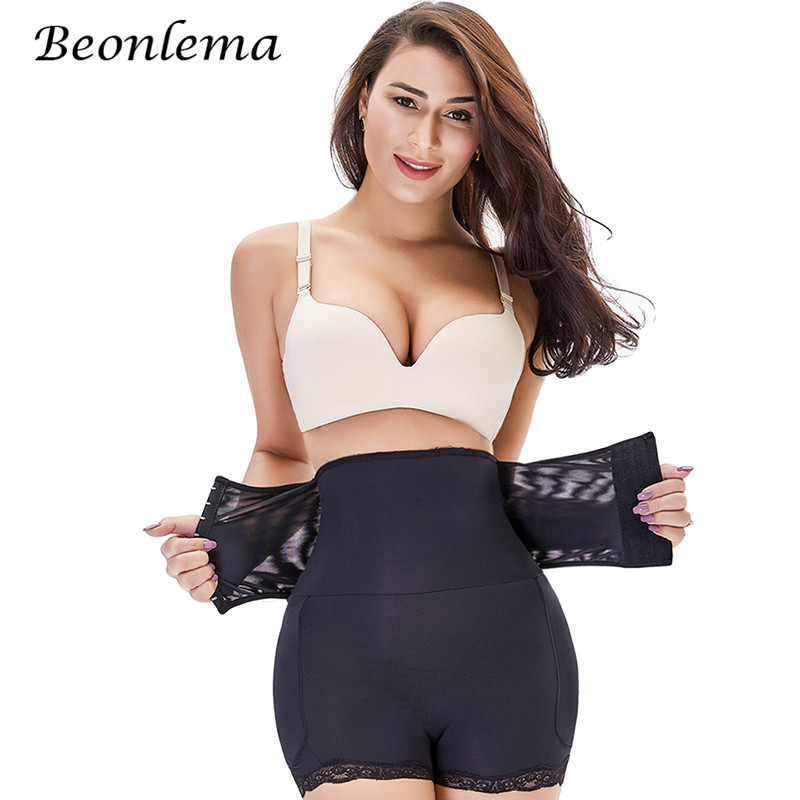 Plus Size Women Buttocks Padding Panties Butt Lifter Tummy Control Of  Pelvis Lace Trouser Legs Breasted Girdles Body Sha size M Color Skin