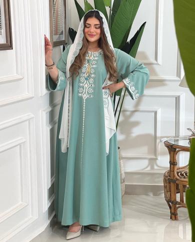 קפטן מרוקאי ערבית שמלה מוסלמית ארוכה אבאיה דובאי רקמת הודו שמלות לנשים מסיבת איסלאם בגדי צנוע גאלה