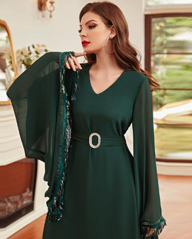 Dark Green Kaftans For Women Chiffon Muslim Fashion Saudi Arabia Abaya Dubai Evening Dresses Long Luxury Arabic Caftan M size S Color Green Dark Green Kaftans For Women Chiffon Muslim Fashion Saudi Arabia Abaya Dubai Evening Dresses Long Luxury Arabic Caftan M size S Color Green