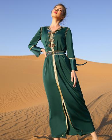 שמלת קפטן מרוקאית נשים בעבודת יד יהלום ערבית סעודית גלביה עבאיה טורקיה מוסלמי בגדים אסלאמיים מסיבת עיד דובאי