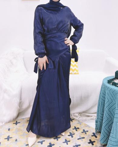 עיד מובארק שמלות חיגאב משי תחת אבאיה שמלה פנימית מעטפת חצאית קדמית איסלאם בגדי דובאי טורקיה נשים מוסלמיות o