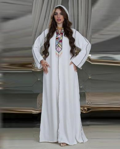 djellaba abaya דובאי טורקיה מוסלמי חיגאב שמלת עבאיות חרוזים לנשים אפריקאי הודו שמלות מקסי איסלאם קפטן מרוקאי