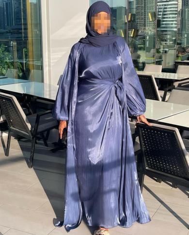 מחוך eid שמלות החלקה לנשים משיי מתחת לעבאיה חיגאב שמלה פנימית עם חצאית מעטפת דובאי טורקיה מוסלמי איסלאם צנוע o