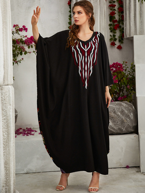 Eid Kaftan Batwing Abaya Dubai Turkey Arabic Muslim Long Dress