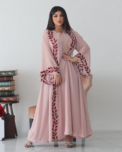 עבאיה רקומה עם צעיף חיגאב תואם שמלה מוסלמית ערבית ערבית סעודית נשים בגדים אסלאמיים ערב מסיבת עיד גל