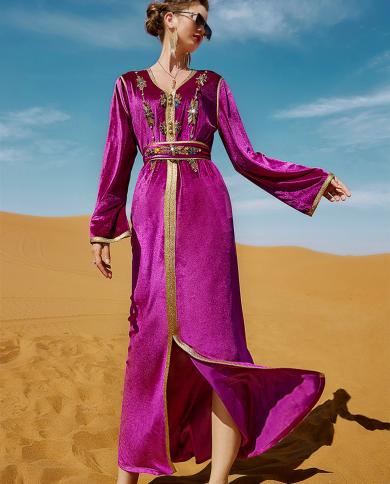 חורף קטיפה עבאיות לנשים דובאי שמלות ערב מסיבת איסלאם יהלום מרוקאי קפטן קפטן ערבית מוסלמית שמלה גאלה
