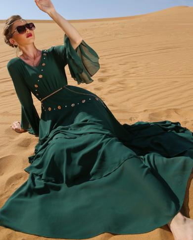 שמלות שיפון ארוכות לנשים מוסלמיות ערבית קפטן עבאיות מרוקאיות לנשים שמלת מסיבה דובאי ביגוד אסלאמי קפטן
