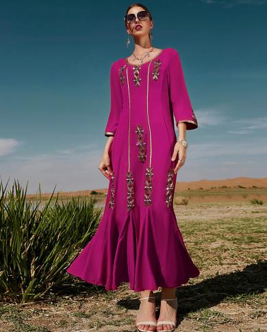 עיד מובארק עבאיה עבודת יד יהלומים קפטן מרוקאי נשים גלביה שמלה ערבית דובאי סעודי מוסלמי ערב מסיבת קפטן