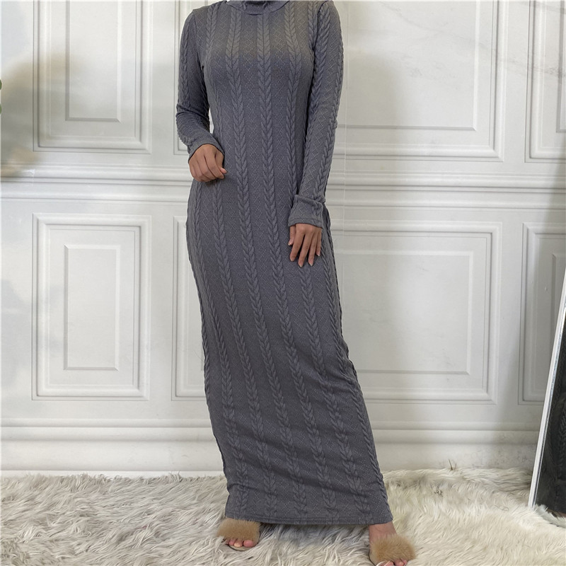 navy blue dress for baby girl Winter Abaya Muslim Women Cothing Black – uniquewallart main image 0