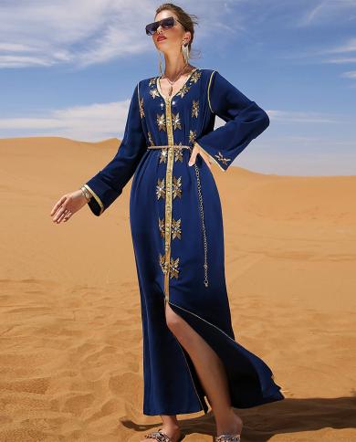 דגלבה מרוקאית קפטן מוסלמית שמלה נשים בעבודת יד יהלומים ערב הסעודית דובאי אבאיה שמלת בגדים אסלאמיים מסיבה eid