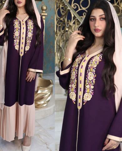 נשים מוסלמיות עבאיה דובאי גלביה שמלה רופפת קלועה גזרה V צווארון ערבי אתני איסלאם שמלה עומאן עיד מרוקו מסיבת קפטן
