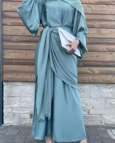 שמלה מוסלמית אבאיה סט 2 חלקים חצאית מעטפת מרוקו שמלות מסיבה לנשים 2023 קפטן טורקיה ערבי ארוך איסלאמי חיגאב שדוד