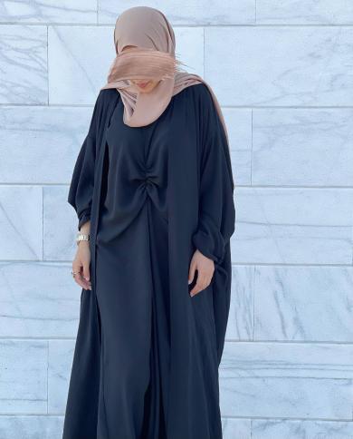 רמדאן עיד פתוח עבאיה קימונו שמלות החלקה מוסלמיות לנשים מתחת לעבאיה שמלת חיגאב פנימית נידה איסלאם טורקיה דובאי מצבים