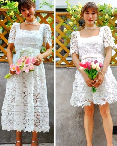 And New Three-dimensional Flower White Dress Light Luxury High-end