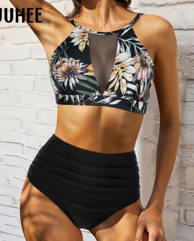 Ruuhee One Shoulder Bikinis Set 2023 High Waist Two Pieces