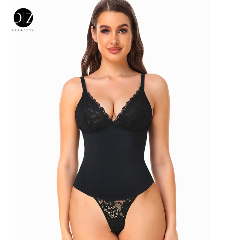 Shapewear Bodysuits Women Lace Thong Lingerie Open Crotch And