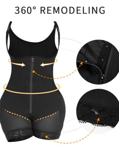 Faja Colombianas Bodysuit For Women Shapewear Waist Trainer Body Shaper Hip  Lifter No Pad Open Crotch Tummy Belly Simmin size 6XL Color Beige 5136