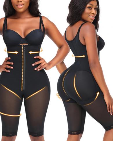 Faja Colombianas Bodysuit For Women Shapewear Open Crotch Body Shaper Hip  Lifter No Pad Tummy Belly Simming Control Pant size S Color Black 5142