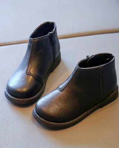 2023 סתיו חורף ילדים מגפונים שחורים חשופים לילדות תפירת נעלי אוקספורד בנים ילדים נעלי ספורט בוטות עור