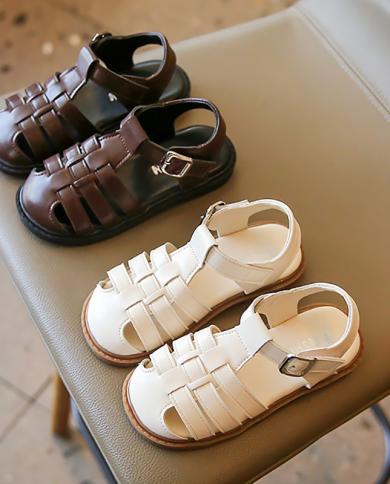 סנדלי ילדים בנות נעלי רצועה חלולים סנדלי ילדה פעוטות 2023 נעלי קיץ נסיכה תינוקות בנות נעלי חוף בנים