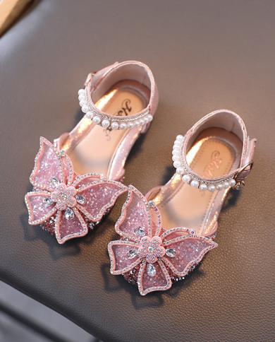 סנדלי בנות קיץ יהלומים מלאכותיים פרפר נעלי נסיכה תינוק מחרוזת רצועת קרסול נעלי ריקוד למסיבה נעלי ילדים חמוד פעוט