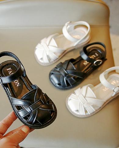 סנדלי ילדות פעוטות 2023 נעלי קיץ ילדים נעלי חוף תינוקות בנות כיסוי אצבע סנדל בנים נעלי נעלי חוף מארוג סנדל