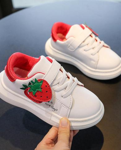 Cute Strawberry Girl Sneakers Size 21 33 Children Girls Outdoor White Sneakers Casual Shoes Non Slip Kids Sport Shoes Color Red Shoe Size 28 inner17.2cm