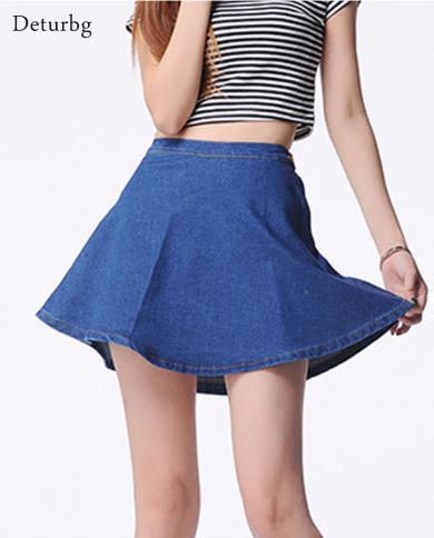 חצאית מיני גינס בסגנון נשים אביב סתיו נשים קזואל גינס מותן גבוה חצאיות כחולות עם רוכסן saia feminina sk108 sk