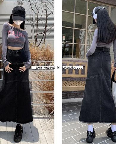 Buy Vintage Jeans Skirt Cigarette Skirt at the Calf Slit at the Back Dark  Blue 80s High Waist Size 27 Inches Online in India - Etsy