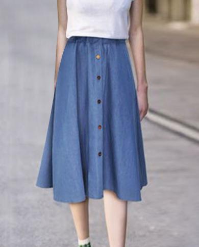 2023 סגנון אופנה חצאיות גינס נשים צבע אחיד חצאית ארוכה חצאית טבע מותן נשית מכפלת גדולה קזואל חצאית גינס