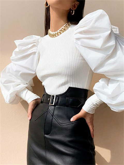 Puff sleeve outlet top women