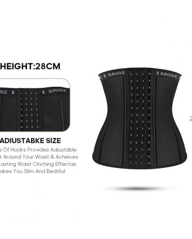 Burvogue Shapewear For Women Tummy Control Waist Trainer Corset Underbust  Latex Sport Waist Girdle Hourglass Body Shape size XL Color Black