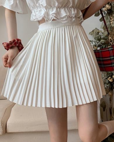 טיגנה חצאית מיני קפלים חמודה לנשים 2023 קיץ בנות kawaii כולן תואמות קו מותן גבוה חצאית קפלים קצרה נשית