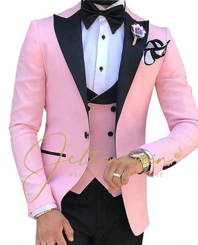 חתן חתונה חליפות גברים slim fit תחפושת 3 חלקים homme mariage prom terno masculino peak דש גבר בלייזר מעיל מכנס טר