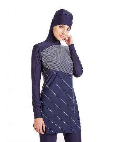 נשים מוסלמיות בגדי ים ערבים אסלאמיים ללבוש 2 חלקים בגד ים מוסלמי עם כובע פסים בגד ים מוסלמי באיכות גבוהה musl