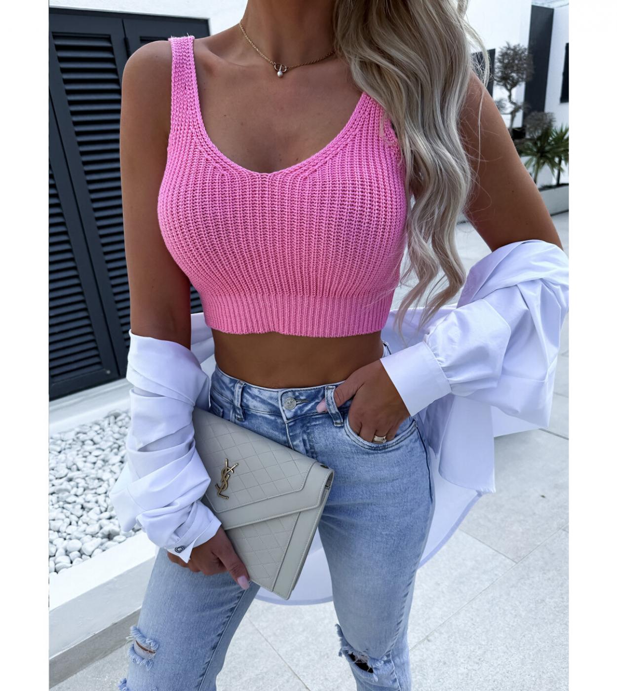 2023 Cover Up Knitted Crop Tops Women Y2k Summer Clothes Sleeveless Short  Vests White Black Solid