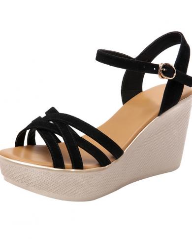 bohemia small plus size 32 43 קיץ נעלי טריז לנשים 2023 נעלי עקב שחורות chunky platform sandals beach officehi