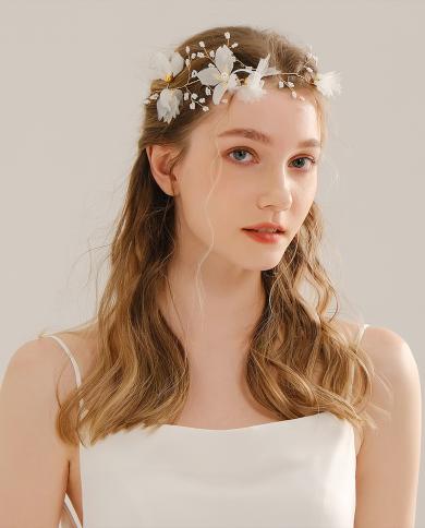 אופנה פנינים סרטי ראש פרח סרטי שיער סרט כיסוי ראש לנשים בנות כלה תכשיטי עיצוב שיער מסיבת חתונה