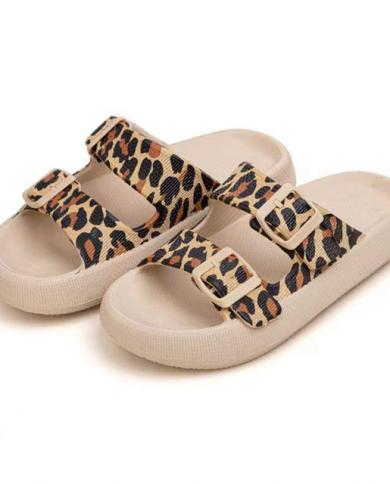 Pillow Slippers for Women, Leopard Print Non-Slip