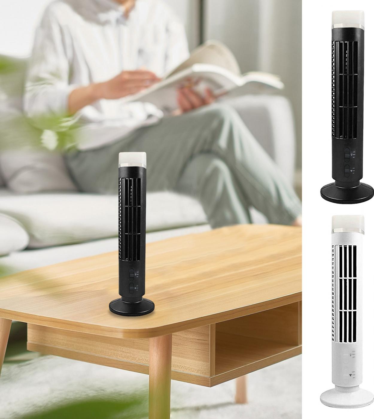 Desktop Tower Fan 3w Tower Air Cooler Bladeless With Light Usb