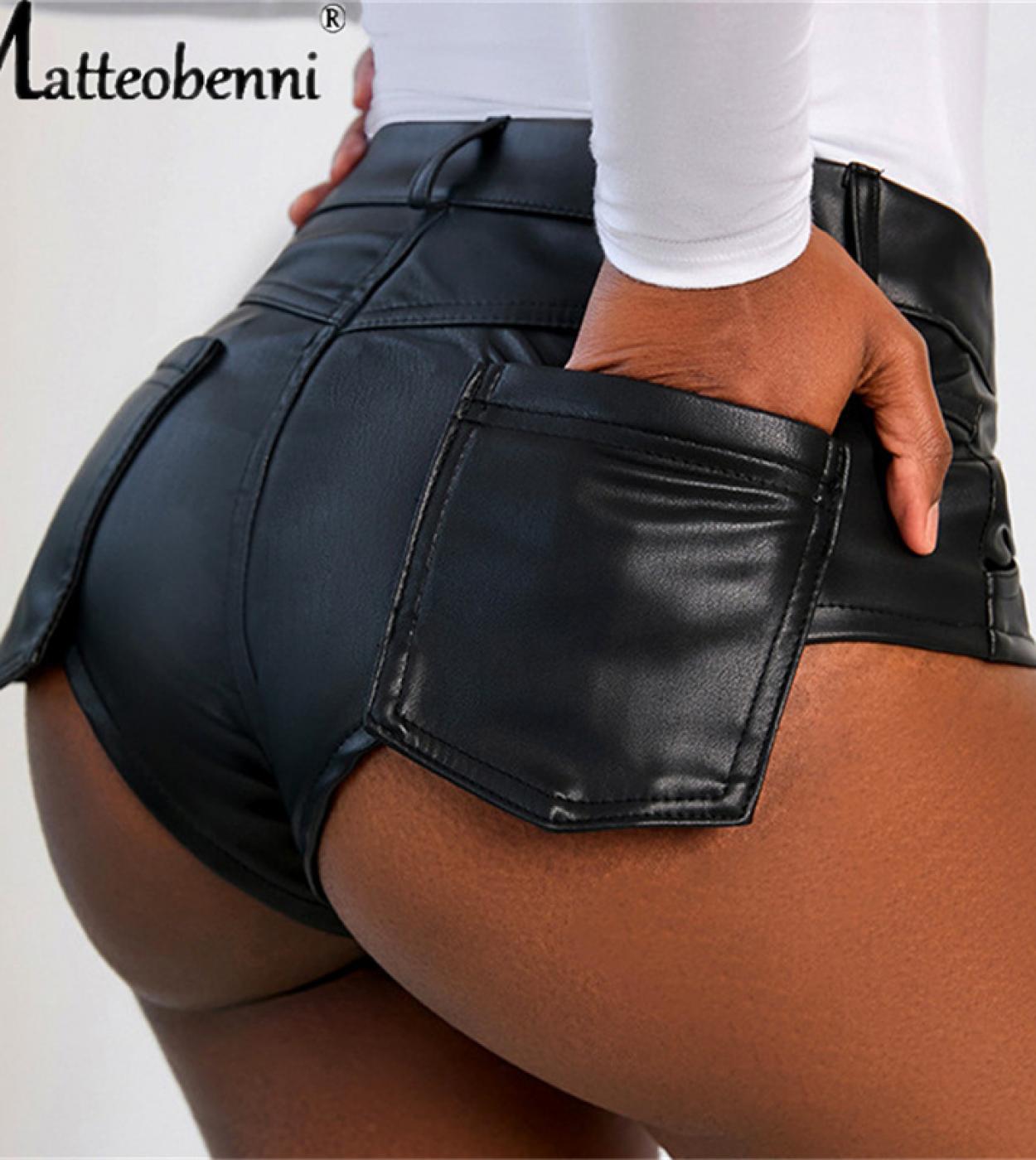 Leather hot pants sales shorts