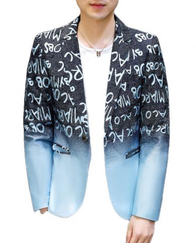 בוטיק חדש לגברים קזואל גנטלמן אישיות בסגנון בריטי חליפה קטנה שמלת מכתב אופנה שושבינים מעיל דק בלאז