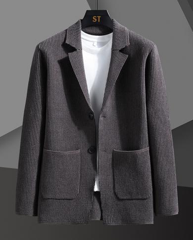 סוודר קרדיגן מעובה באיכות גבוהה לגברים אופנה אלגנטית עסקית מסיבת עבודה מזדמנת גנטלמן זקט חליפת חליפת גזרה