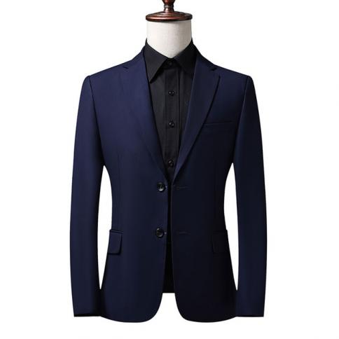 Пиджак высокого качества Мужской Британский стиль Элегантная мода  Высококачественный Простой Деловой Повседневный Выступление Дж צֶבַע Navy  blue size 3XL EUR L