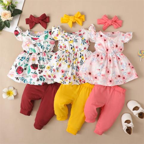 SUNSIOM Baby Girl 2Pcs Fall Winter Outfit Floral Long Sleeve Short
