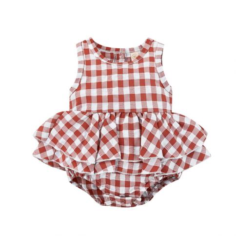 Buy Baywell Baby Girls Vintage Plaid Print Body Suit Romper Dress