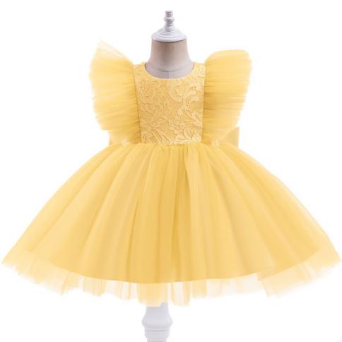 Kids Dresses For Girls Birthday Party Dress Toddler Girl Christmas Princess  Dress Flower Girl Dresses For Weddings Hallo Kid Size 110cm Color  D1030-Yellow