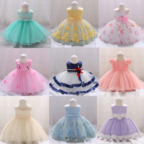 שמלות שזה עתה נולדו שמלת תינוקת שמלת נסיכה שמלת יום הולדת תחרה שמלת פעוטות פרח חמוד שמלת ילדה בוטיק ווסטיד