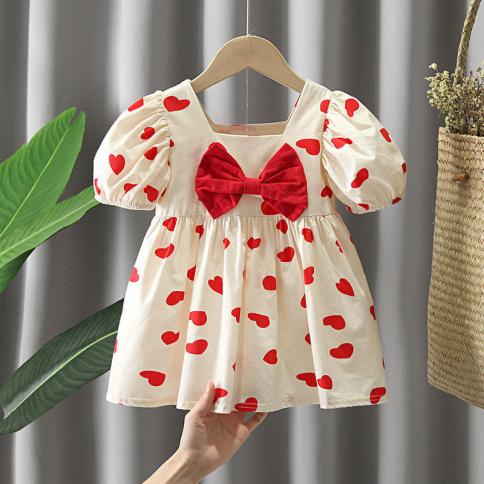 קיץ שזה עתה נולד בגדי תינוקת עיצוב אופנה קשת שמלת אהבה תחפושת לילדה פעוטה בגדי תינוק שמלת יום הולדת 1