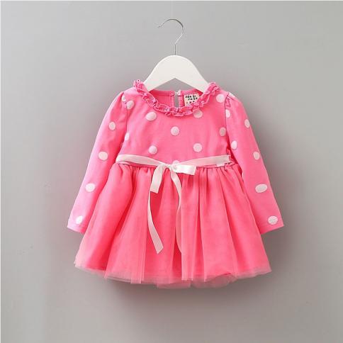 אביב שזה עתה נולד בגדי תינוקות בנות שרוולים ארוכים שמלת נקודות מנוקד לתינוק בגדי תינוקת שמלת טוטו יום הולדת נסיכה
